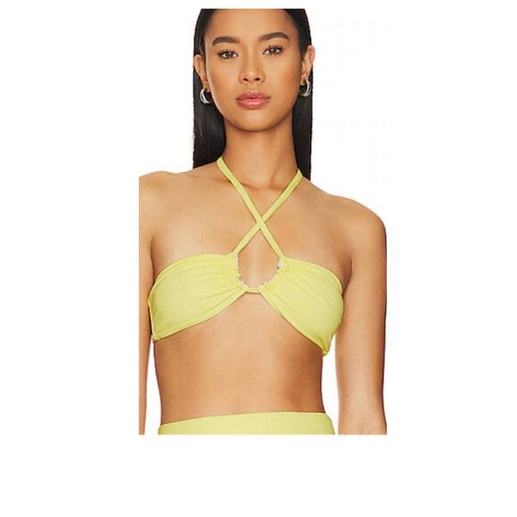 Beach Riot Lili Yellow Adjustable Halter Tie Bikini Swimsuit Top Size XL - Picture 1 of 8